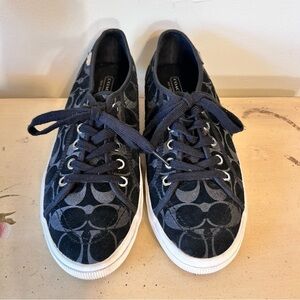 Coach Kalyn Black Suede Logo Sneakers